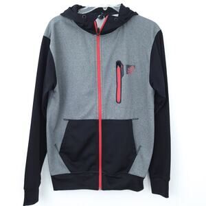 Fox Racing Hoodie Men Small Gray Red Black Colorblock Hooded Zip Up Jacket Coat